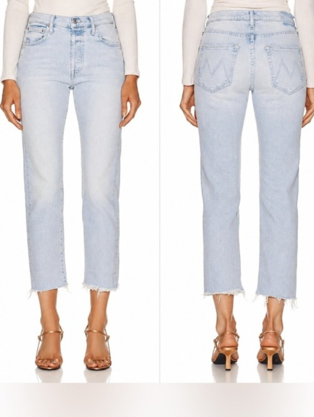 MOTHER the Scrapper cuff ankle fray lonely hearts club wash jeans